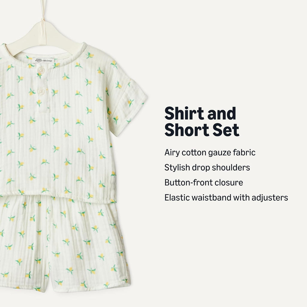 X Sofia Grainge Unisex Toddlers' and Babies Cotton Gauze Shirt & Shorts Play Set