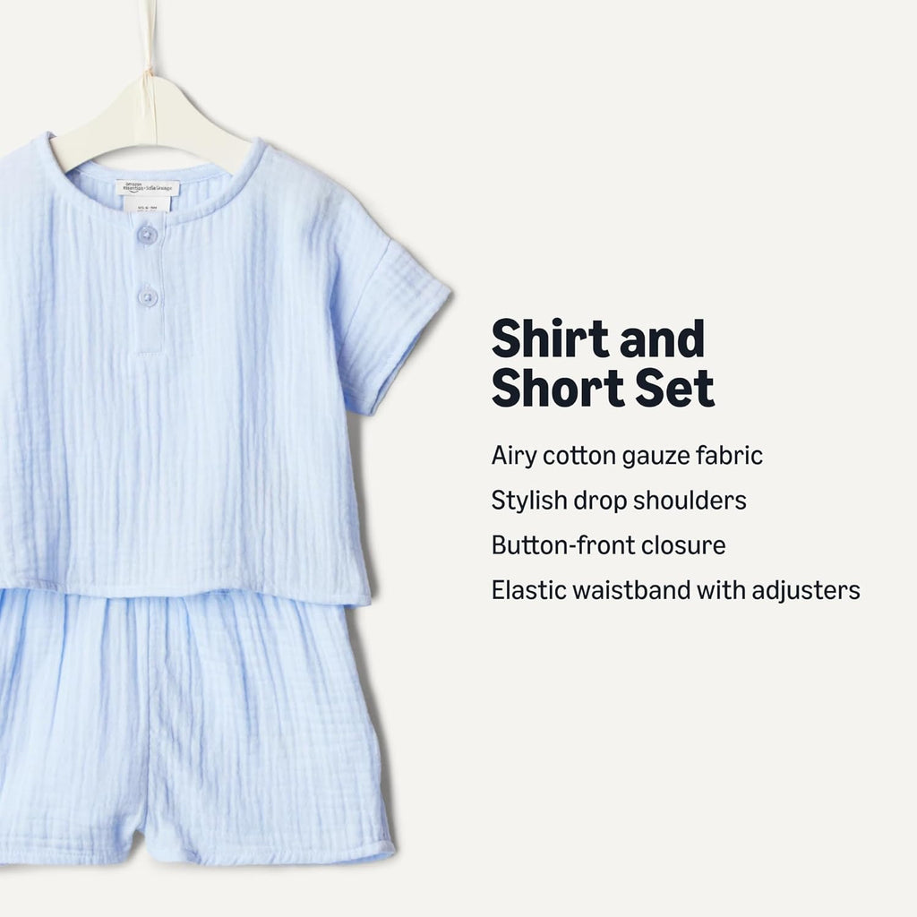 X Sofia Grainge Unisex Toddlers' and Babies Cotton Gauze Shirt & Shorts Play Set