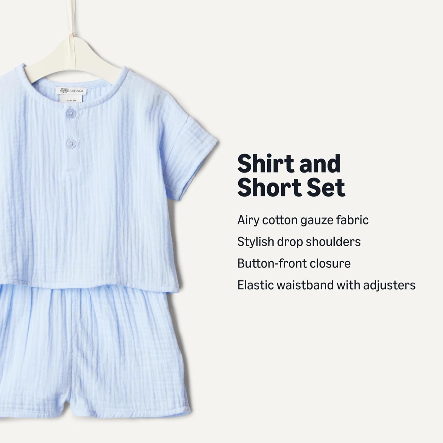 X Sofia Grainge Unisex Toddlers' and Babies Cotton Gauze Shirt & Shorts Play Set